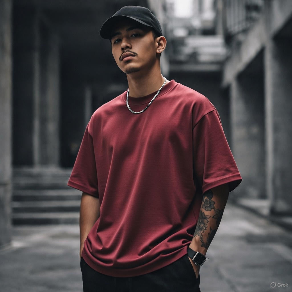 Oversized Cotton T-Shirt – Maroon